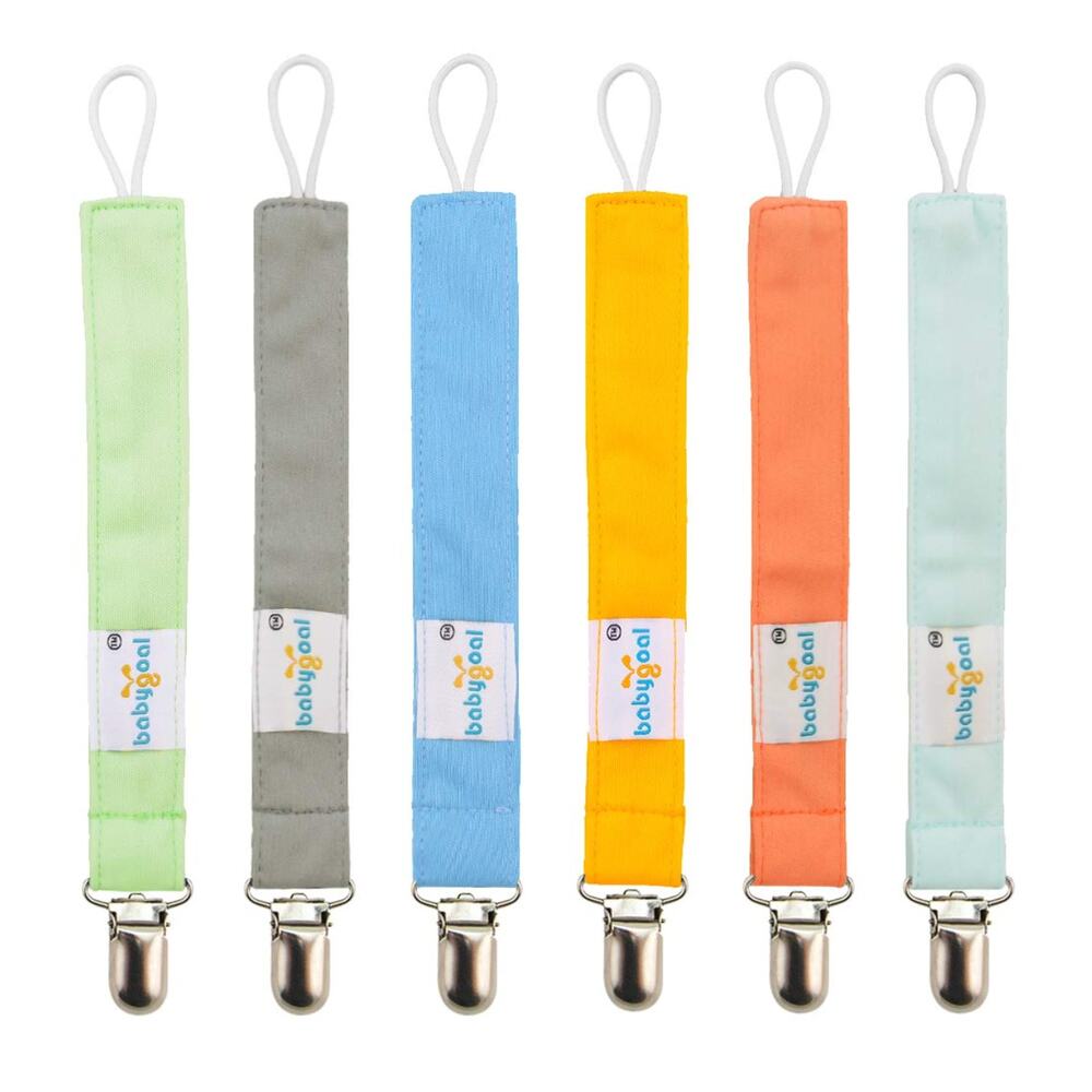 Babygoal Baby Solid Color Pacifier Clips 6 Pack